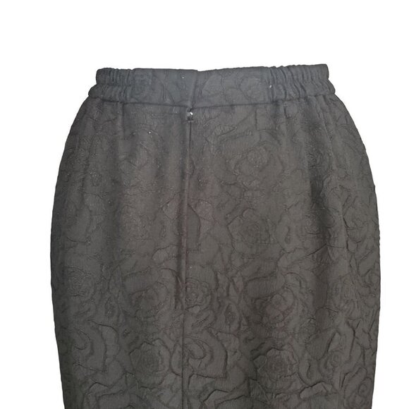 Champagne Black Floral Lace Party Cocktail Glitter High Slit Maxi Skirt Size 10 - Picture 4 of 7